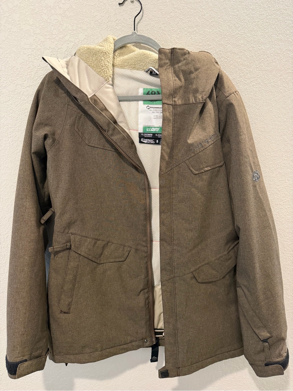 686 Women's Brown Ski Jacket with Cream Liner